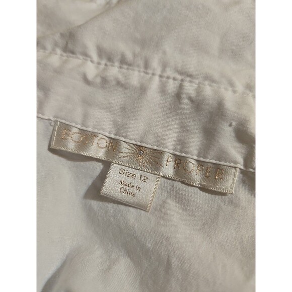 Boston Proper White Crisp Cold Shoulder Flare Sleeve Cotton Blouse Size 12 - Picture 11 of 12
